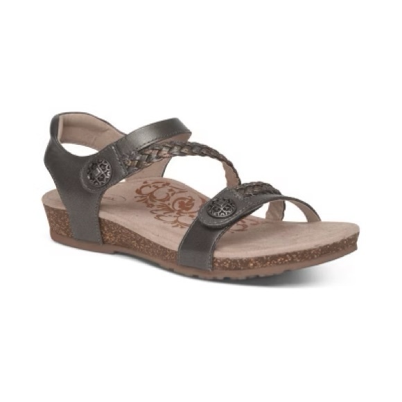 Aetrex dark grey Leather Sandals - Picture 3 of 7
